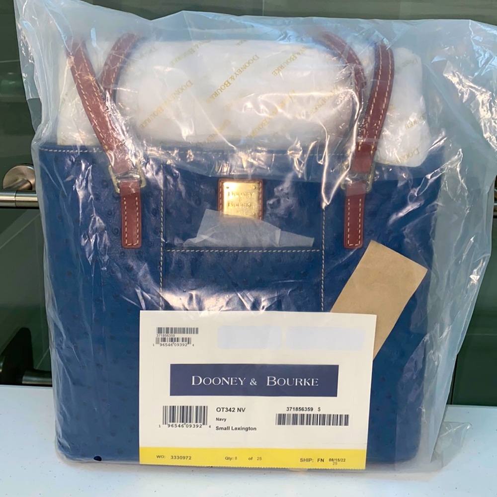 Dooney & Bourke Ostrich Small Lexington Navy NWT